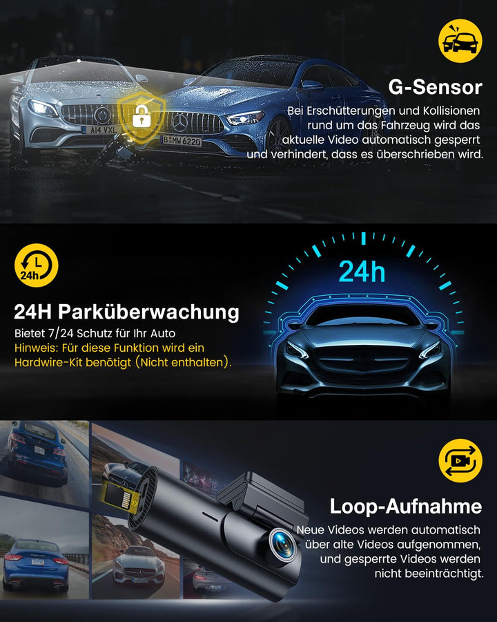 Dashcam Vorne Hinten 4K+1080P mit 5.8GHz WiFi GPS und 64GB SD - Bild 6