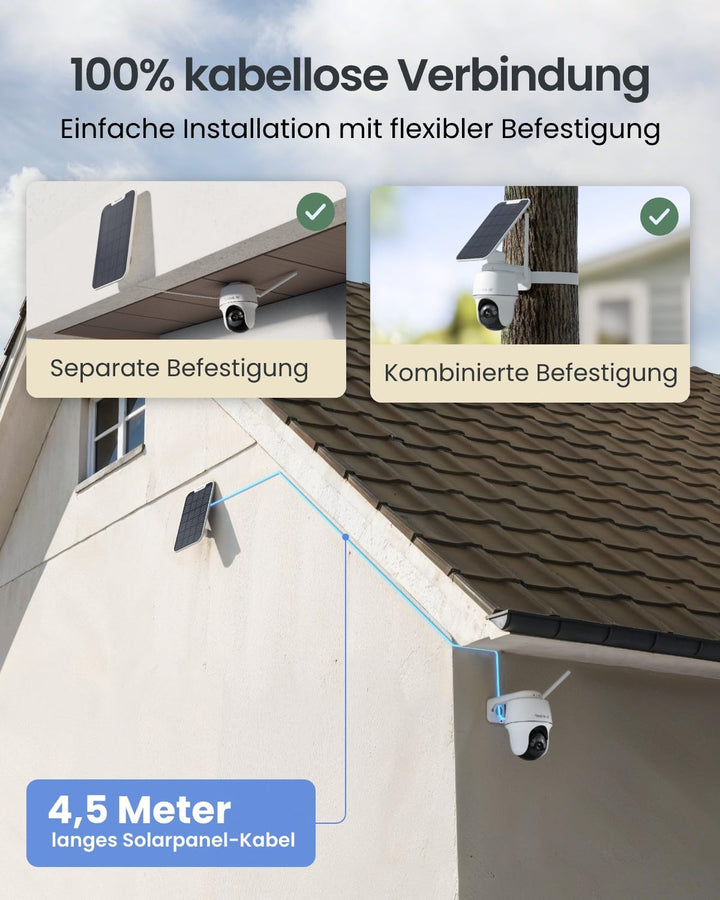 Solar-Überwachungskamera Aussen 4K 8MP WLAN 355° Schwenkbar - Bild 6