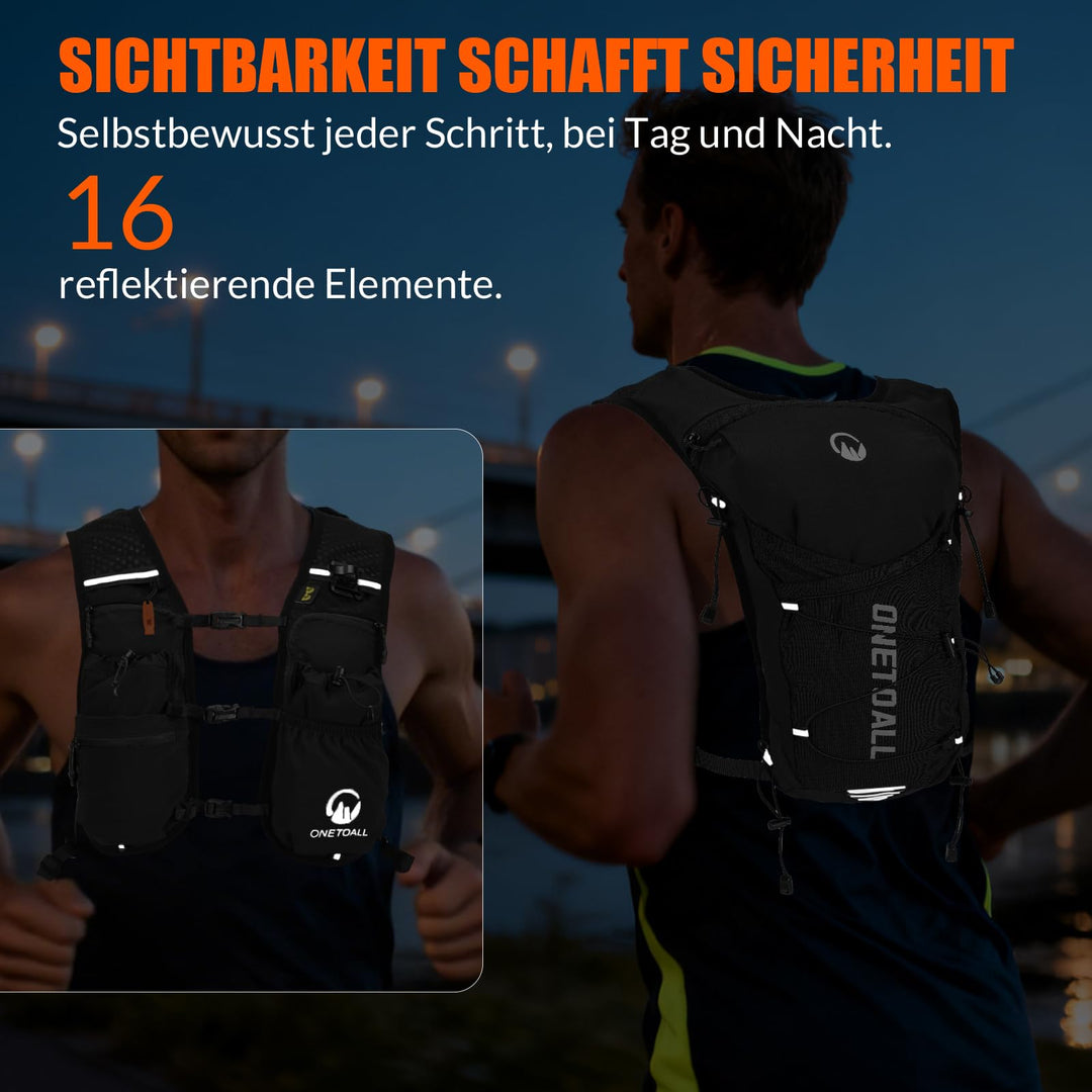 Laufweste mit 2L Trinkblase und 500ml Flasche, 10 Taschen, ultraleicht - Bild 4
