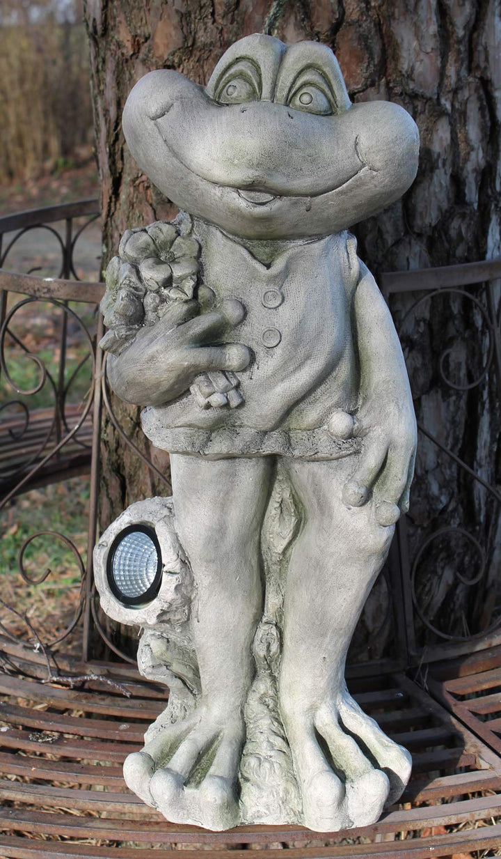 Solar Gartenfigur Frosch 66 cm Magnesia Steinoptik LED Dämmerungssensor - Bild 6
