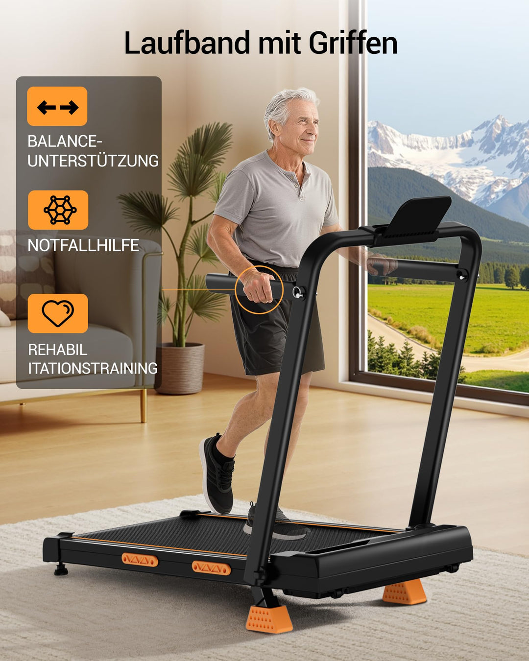 Laufband klappbar mit 16% Steigung bürstenloser 3 PS Motor - Bild 8