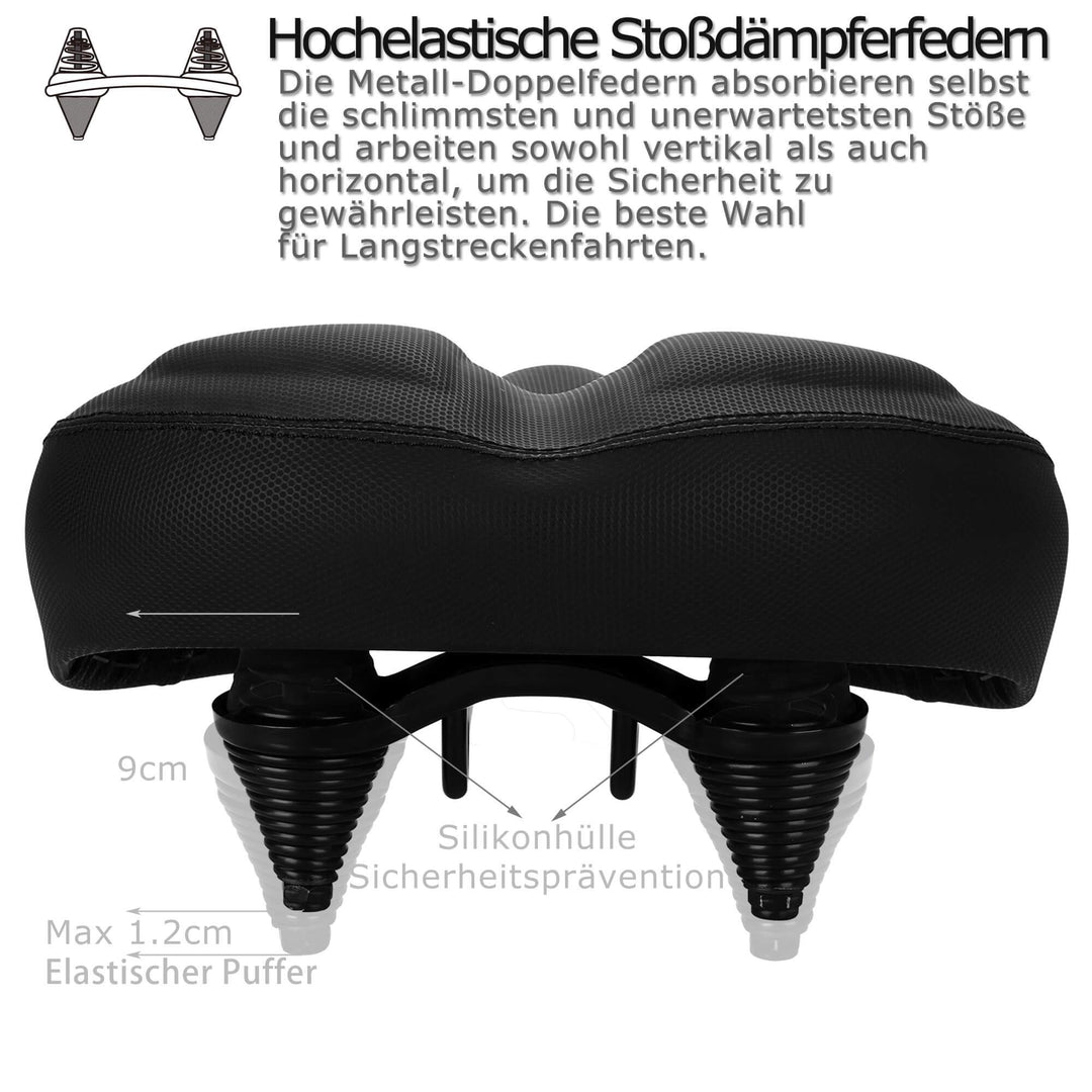 Fahrradsattel Extra Breit Memory-Schaum mit Dual-Federung Universal - Bild 5