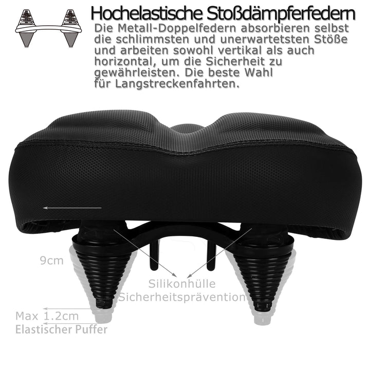 Fahrradsattel Extra Breit Memory-Schaum mit Dual-Federung Universal - Bild 5