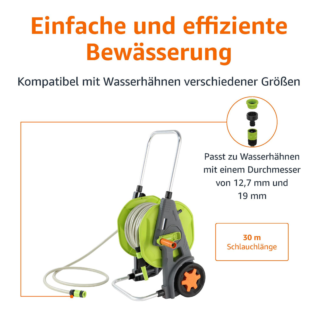 Schlauchwagen mit 30 m Schlauch Kunststoff Garten Bewässerung - Bild 3