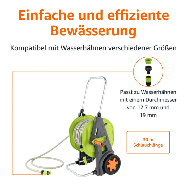 Schlauchwagen mit 30 m Schlauch Kunststoff Garten Bewässerung - Bild 3