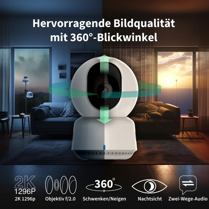Überwachungskamera Indoor 2K 360° mit HomeKit &amp; Wi-Fi 6 - Bild 2