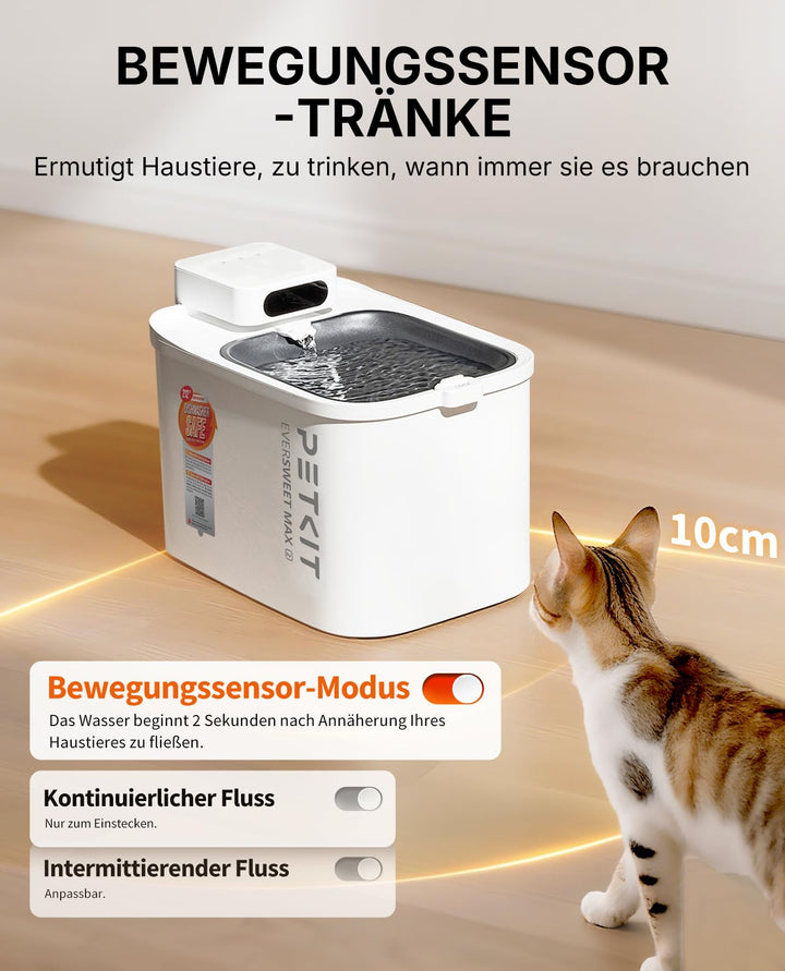 Katzenbrunnen Edelstahl 3L kabellos mit Bewegungssensor &amp; App - Bild 3