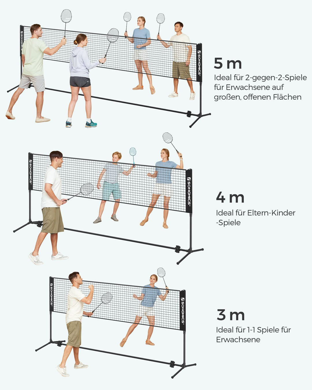 Badmintonnetz 5 m höhenverstellbar für Volleyball &amp; Pickleball - Bild 8