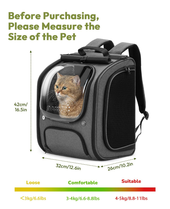 Haustier-Rucksack Katze Hund bis 5 kg mit Sichtfenster Grau - Bild 9