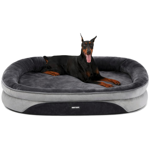 Orthopädisches Hundebett XL 122x90cm Samt Flanell Dunkelgrau