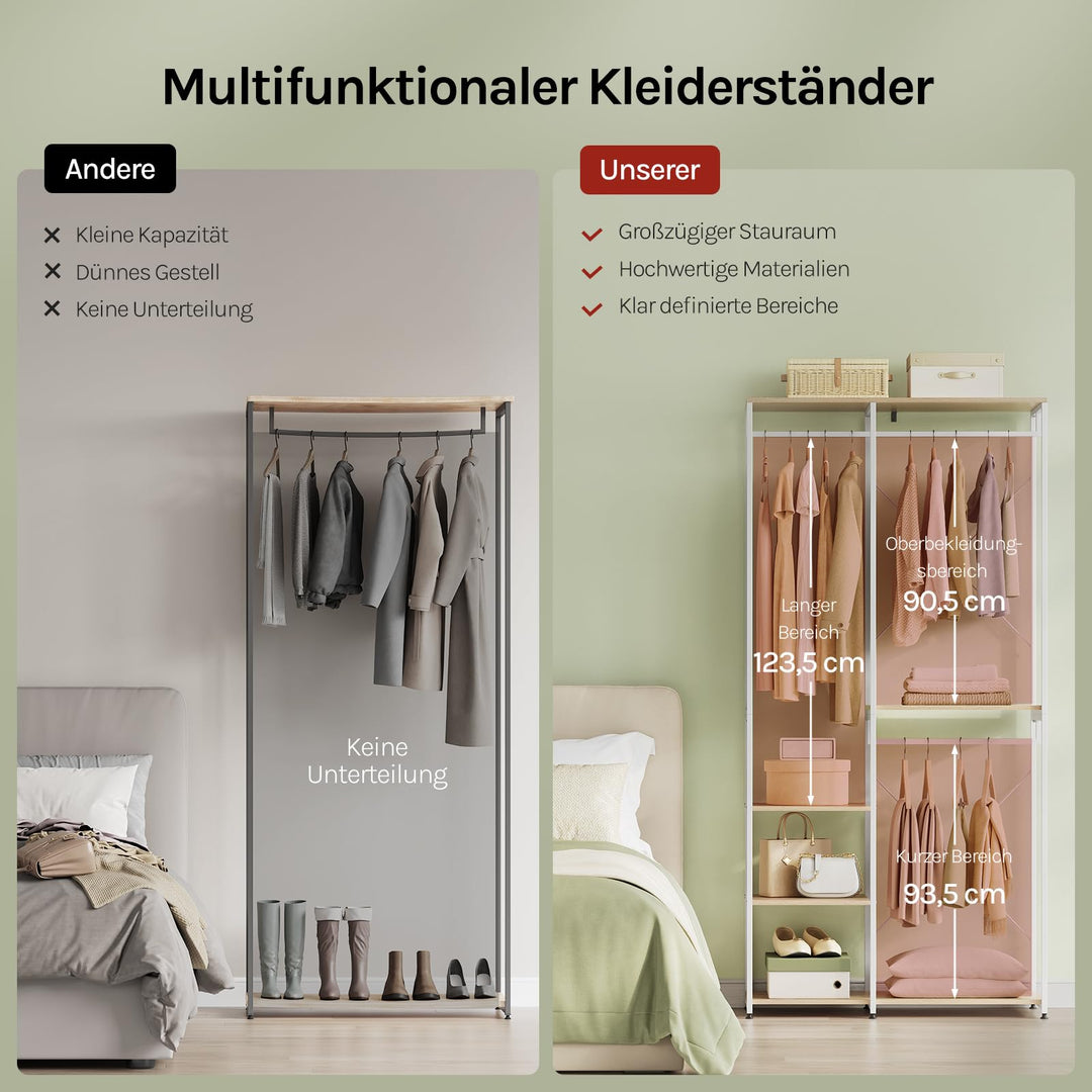 Kleiderständer offen Holz &amp; Metall mit Ablage 40x204x90 cm Schlafzimmer - Bild 5