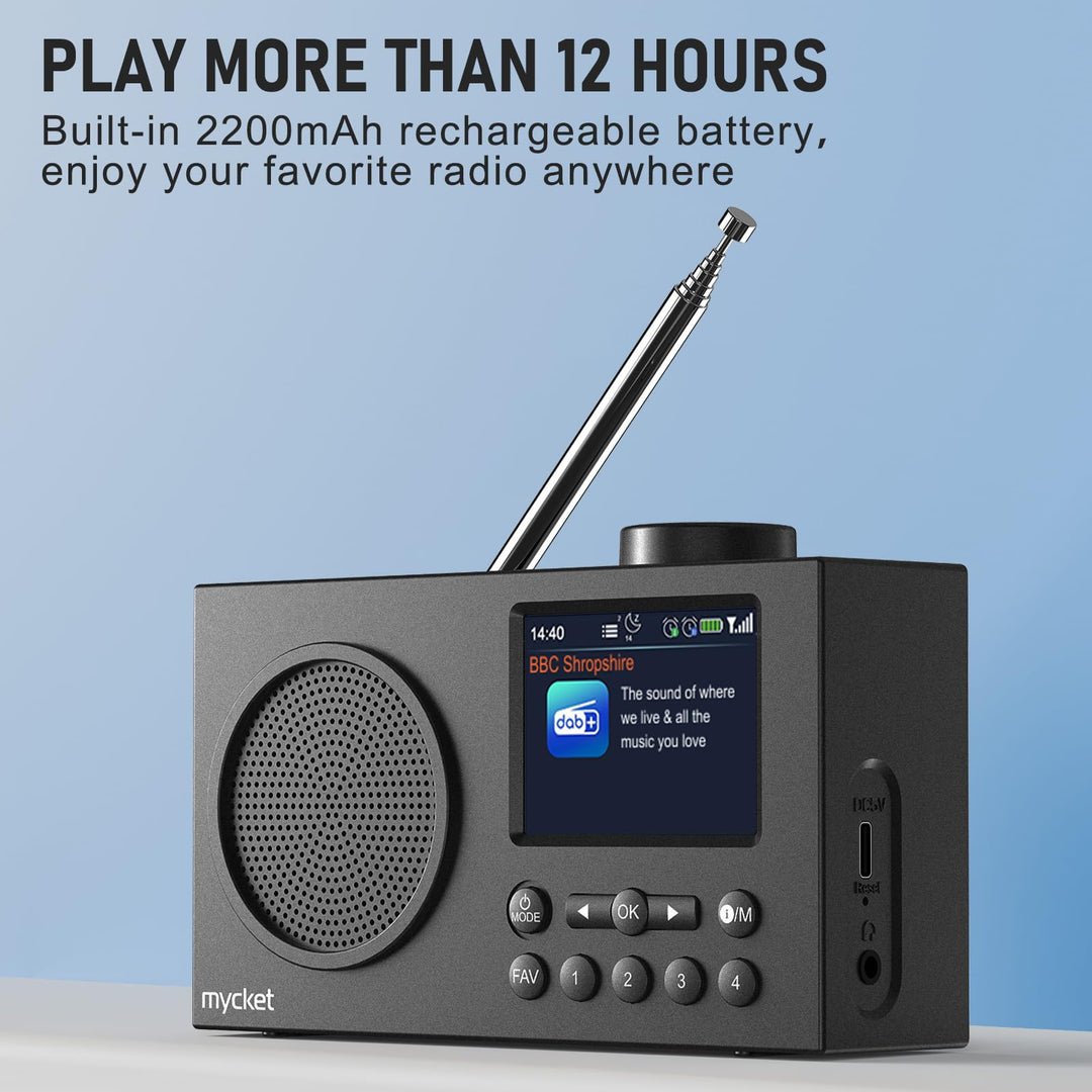 DAB+ Radio tragbar mit Bluetooth 5.0 und Dual-Wecker 2,4-Zoll-Display - Bild 7