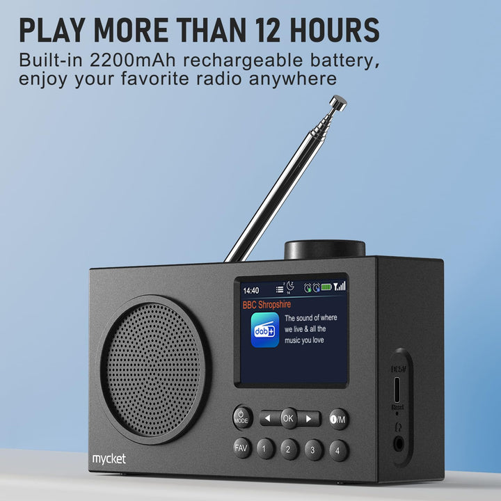 DAB+ Radio tragbar mit Bluetooth 5.0 und Dual-Wecker 2,4-Zoll-Display - Bild 7