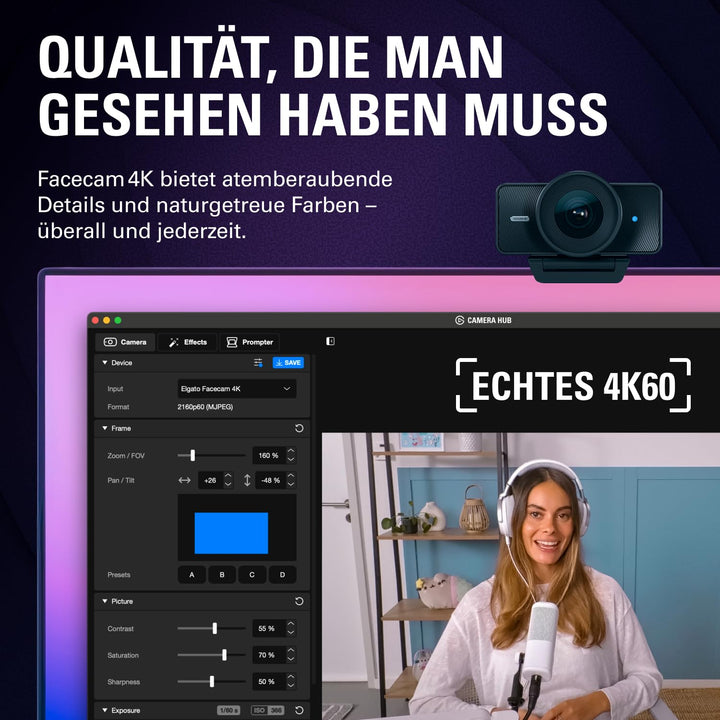 Webcam 4K 60fps mit Sony-STARVIS-2-Sensor für Streaming - Bild 2