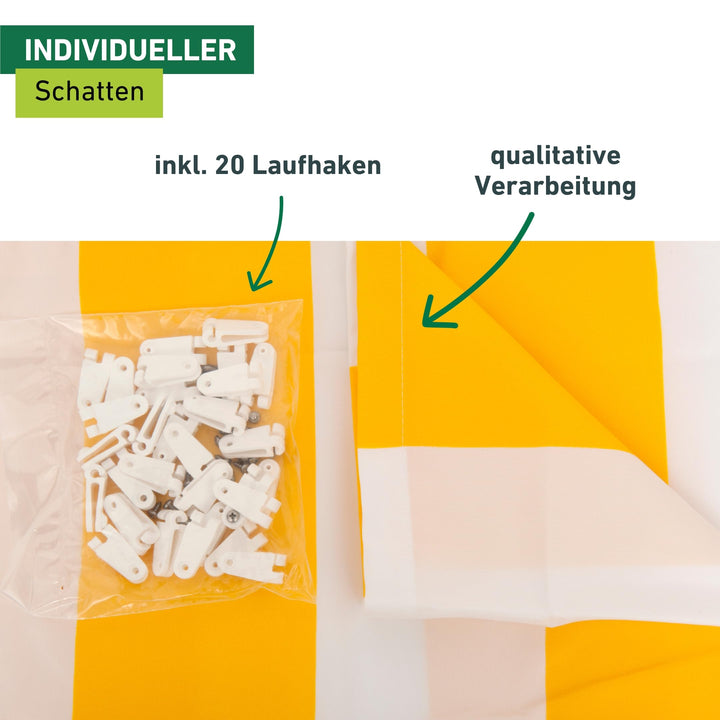 Sonnensegel Seilspanntechnik Polyester 270x140 cm gelb/weiss - Bild 5