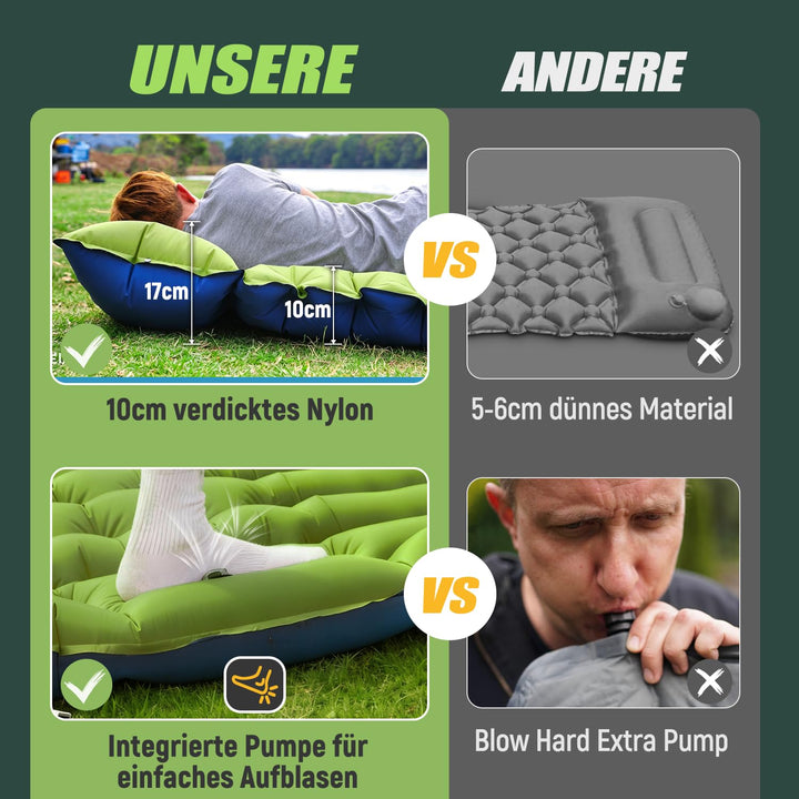 Luftmatratze Camping 2 Personen 203x136cm 10cm mit Fusspumpe und Kissen - Bild 6