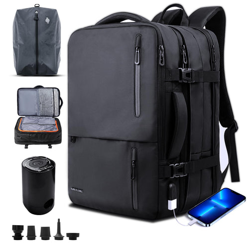 Handgepäck Rucksack erweiterbar 28-46L mit Vakuumbeutel, 19 Zoll Laptop