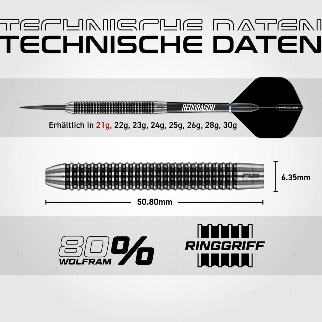 Steeldart-Set 80% Tungsten 21g mit Flights, Schäften &amp; Etui - Bild 4