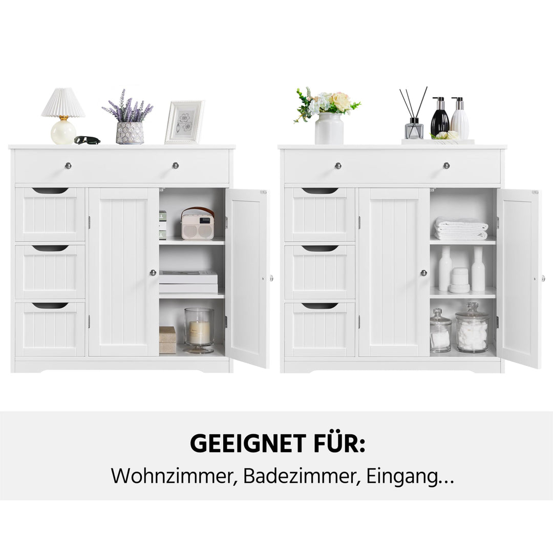 Badezimmerschrank weiss 4 Schubladen 2 Tueren MDF 81x30x81,5 cm - Bild 6