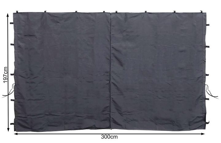 Pavillon Seitenwand 3x3m Anthrazit Polyester mit Reissverschluss 2er-Set - Bild 6