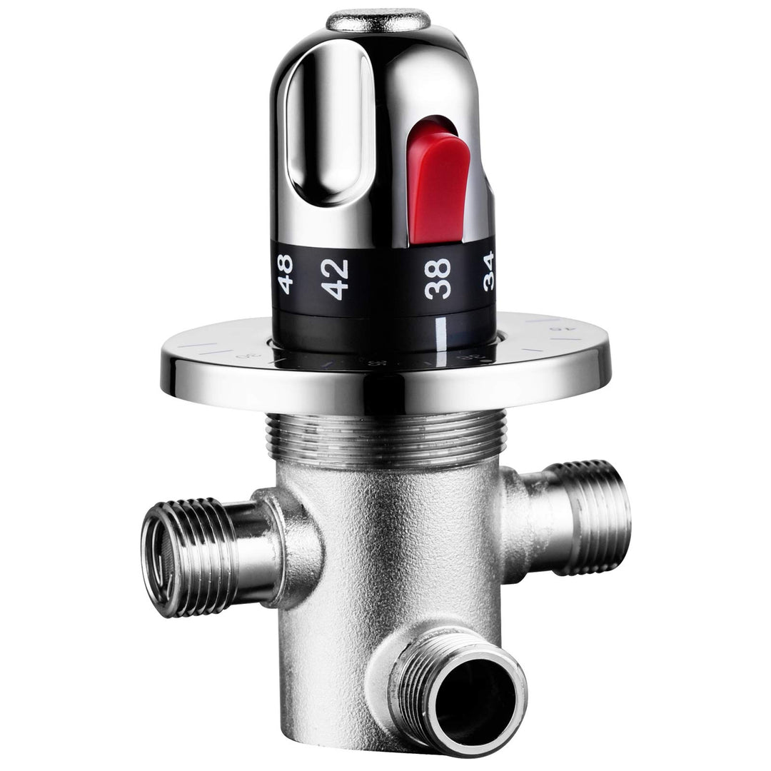Thermostatisches Mischventil G1/2" Messing 3-Wege für Dusche Chrom