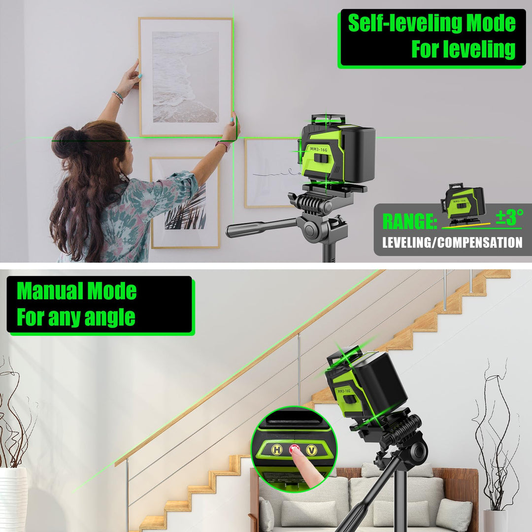 Kreuzlinienlaser Grün 4x360° Selbstnivellierend mit Akku IP54 - Bild 2
