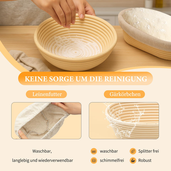 Sauerteig Starter Set mit Gärkörbchen rund &amp; oval 13-teilig - Bild 3