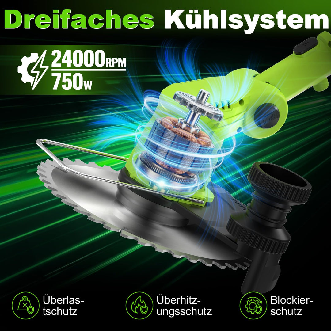 Akku-Rasentrimmer 4-in-1 mit 2 Akkus 21V LCD-Anzeige 24000 U/min - Bild 2