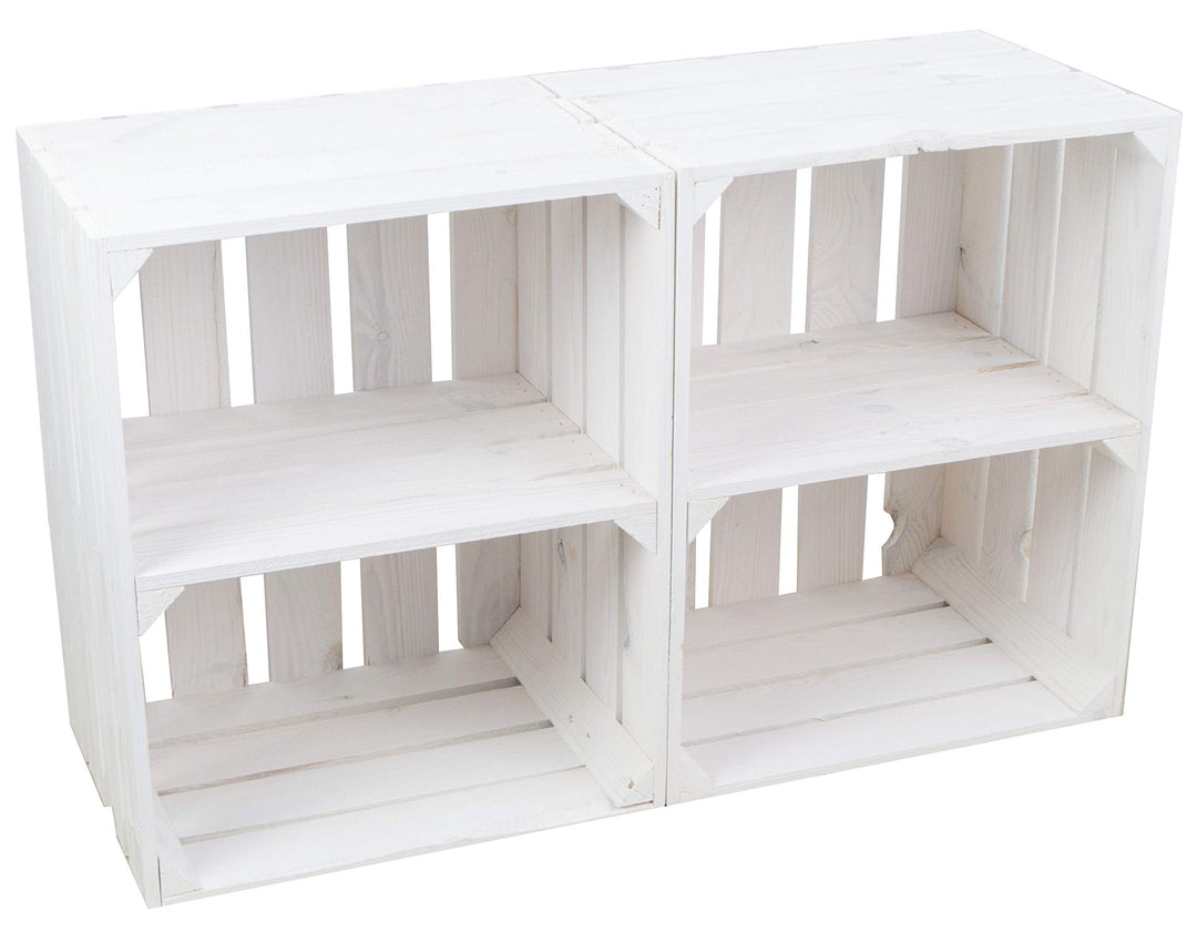 Obstkiste Holz Weiss mit Zwischenbrett 50x30x40 cm 3er Set - Bild 6