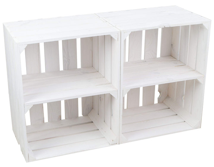 Obstkiste Holz Weiss mit Zwischenbrett 50x30x40 cm 3er Set - Bild 6