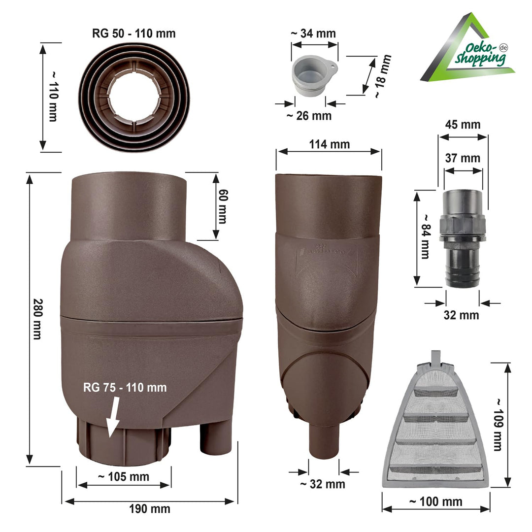 Regentonne 330 Liter Sandstein mit Fallrohrfilter und Wasserhahn - Bild 6