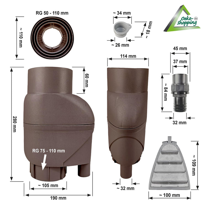 Regentonne 330 Liter Sandstein mit Fallrohrfilter und Wasserhahn - Bild 6