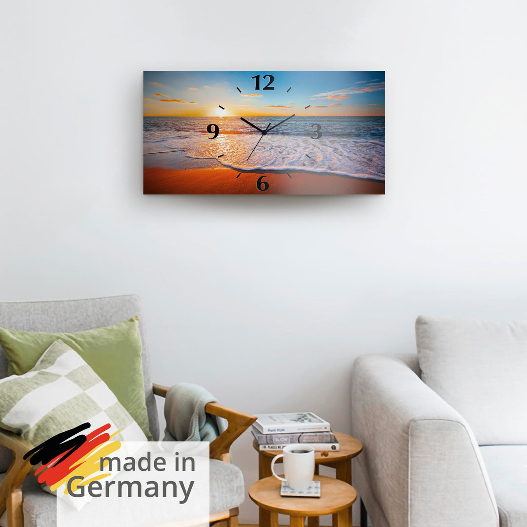 Wanduhr lautlos Aluminium Strand-Motiv Funk 50x25 cm Rechteck - Bild 6