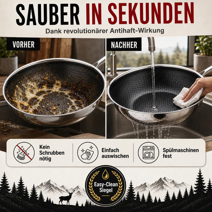 Wokpfanne 28cm Keramik-Antihaft Wabenbeschichtung Induktion - Bild 4