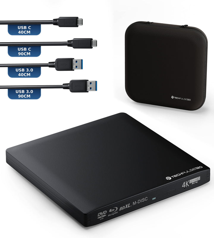 Externes Blu-ray DVD CD Laufwerk USB 3.0/USB-C UHD 4K/8K Brenner