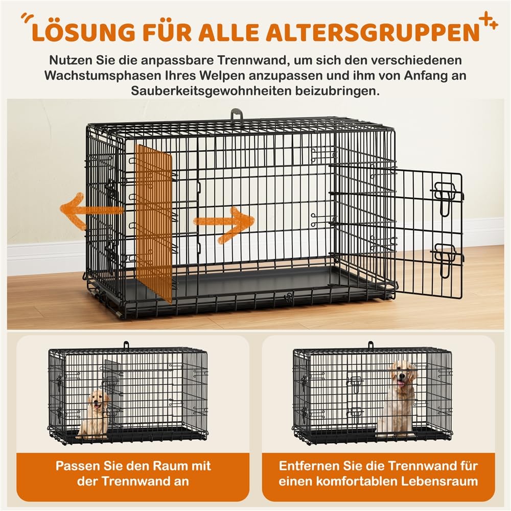 Hundekäfig klappbar Metall XL 107x66x74,5 cm mit 2 Türen - Bild 4