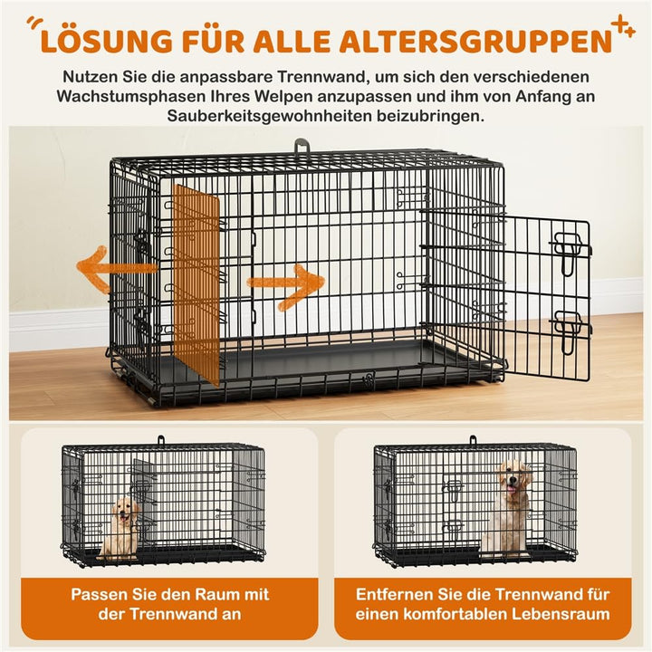 Hundekäfig klappbar Metall XL 107x66x74,5 cm mit 2 Türen - Bild 4