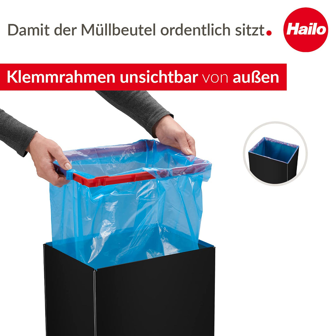 Schwingdeckel-Mülleimer 52 L rechteckig Stahl schwarz für Küche - Bild 4