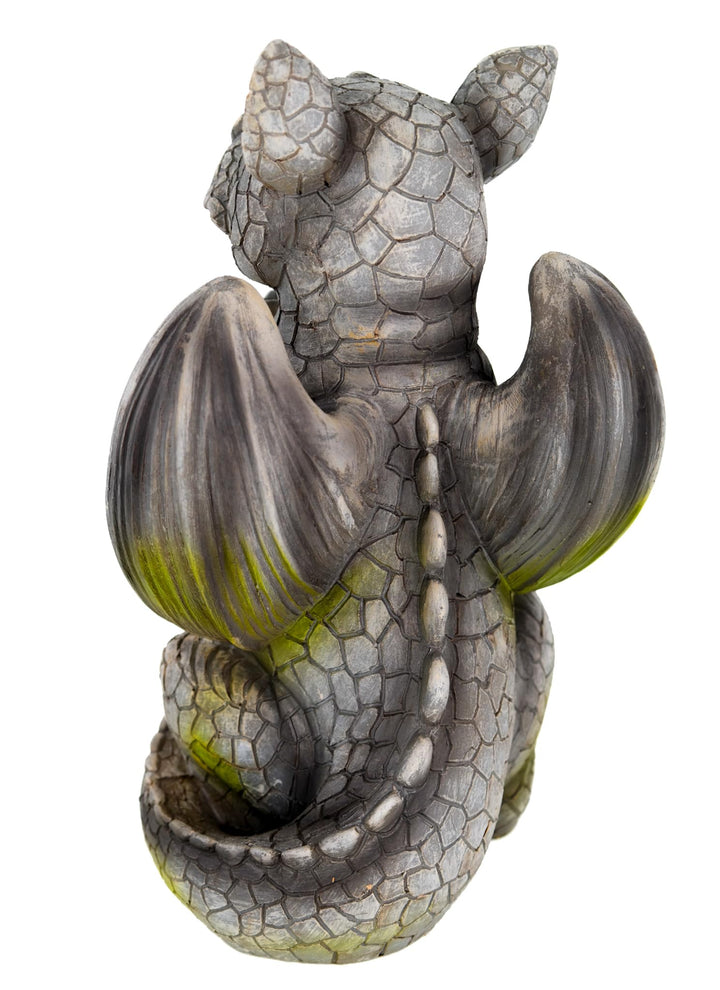 Gartenfigur Drache mit Blumenstrauss Polyresin Steinoptik 25 cm - Bild 7