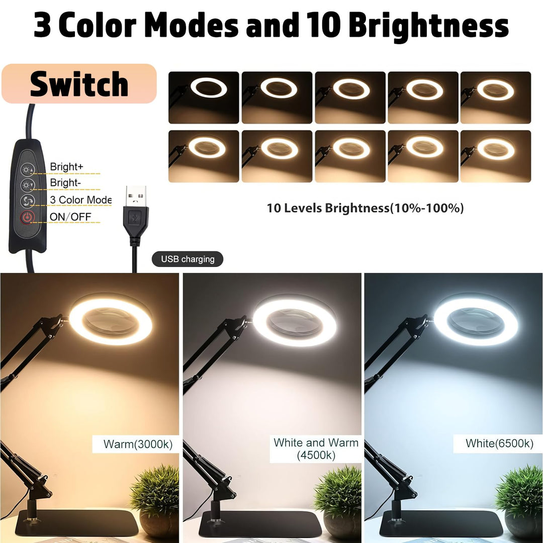 Lupenlampe 15x mit LED 2-in-1 Tischlampe und Klemme 72 LEDs - Bild 5