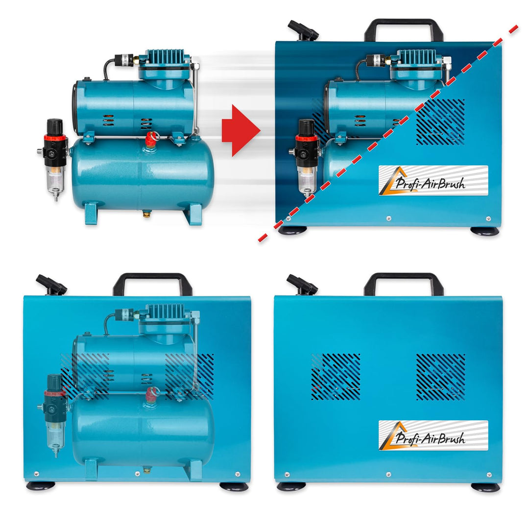 Airbrush Kompressor ölfrei 150W 3L Tank mit Autostop leise 47dB - Bild 4