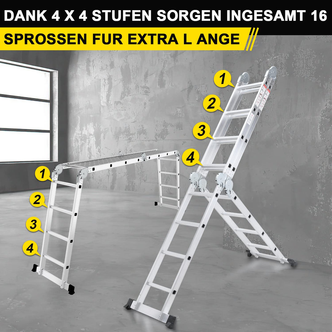Mehrzweckleiter Alu 7-in-1 mit Plattform 470 cm 16 Sprossen - Bild 3