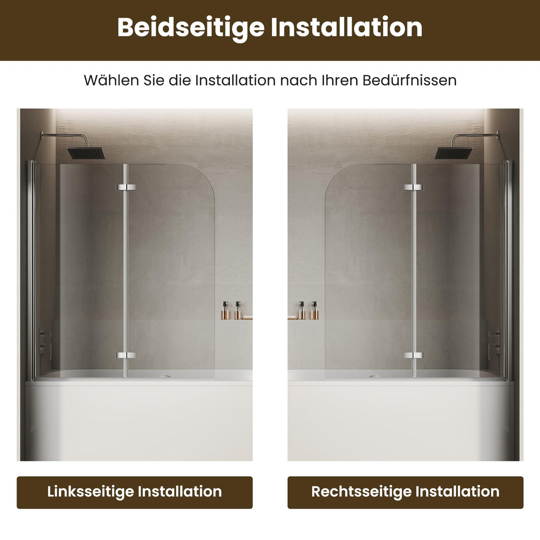 Badewannen-Duschwand 2-teilig faltbar 120x140 cm Nano-Glas 6 mm - Bild 6