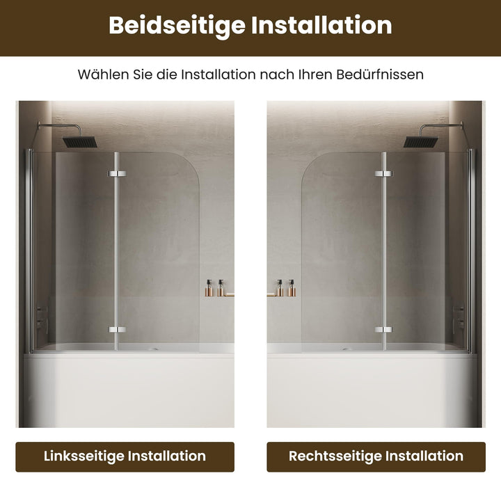 Badewannen-Duschwand 2-teilig faltbar 120x140 cm Nano-Glas 6 mm - Bild 6