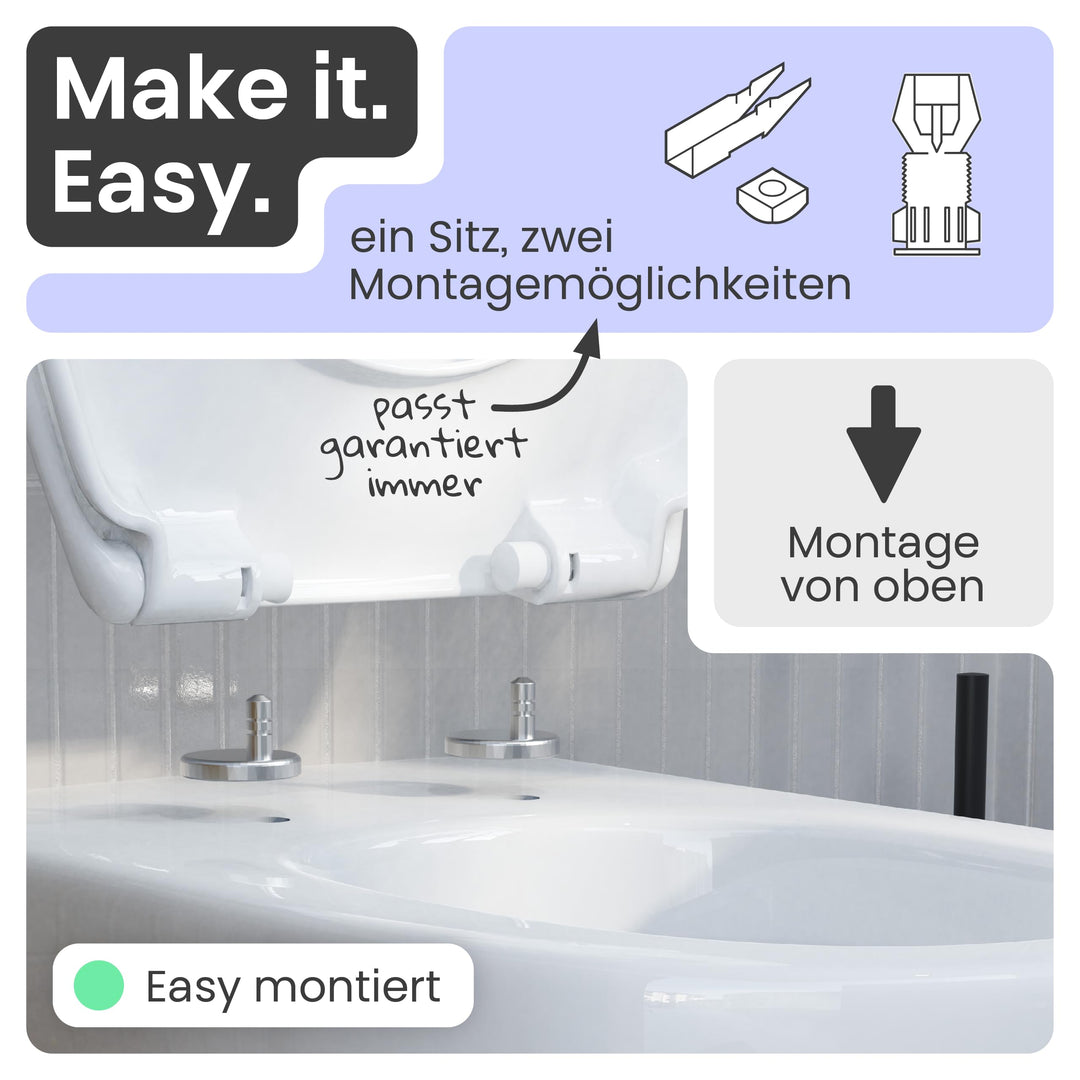 WC-Sitz oval mit Absenkautomatik Duroplast Weiß antibakteriell - Bild 5