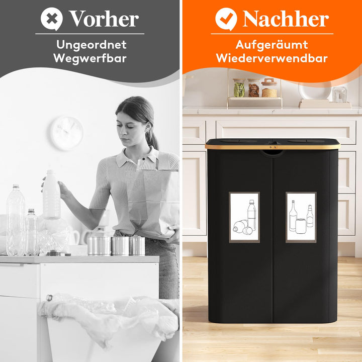 Pfandflaschen Sammelbehälter 150L mit Deckel 2 Fächer Schwarz - Bild 8