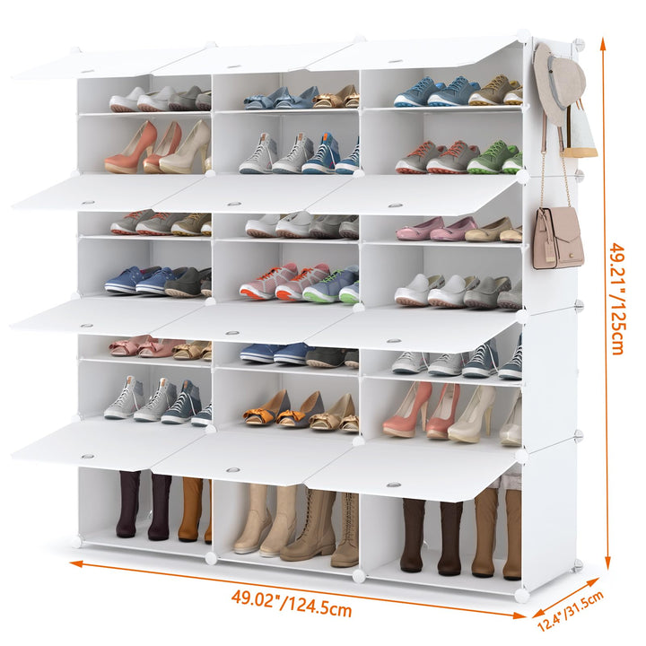Schuhregal 7 Ebenen für 42 Paar Schuhe Weiss Kunststoff-Metall - Bild 5