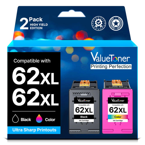 Druckerpatronen 62XL Schwarz + Farbe kompatibel mit HP Envy Officejet