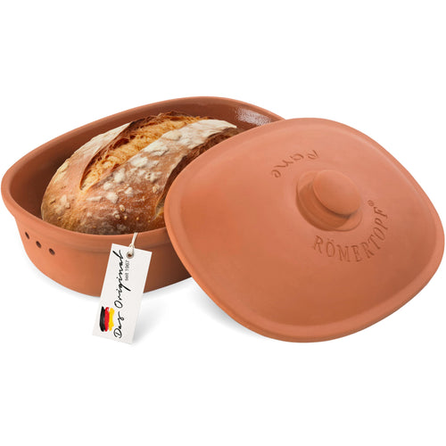 Brottopf oval Terrakotta unglasiert belüftet 2 L Naturton
