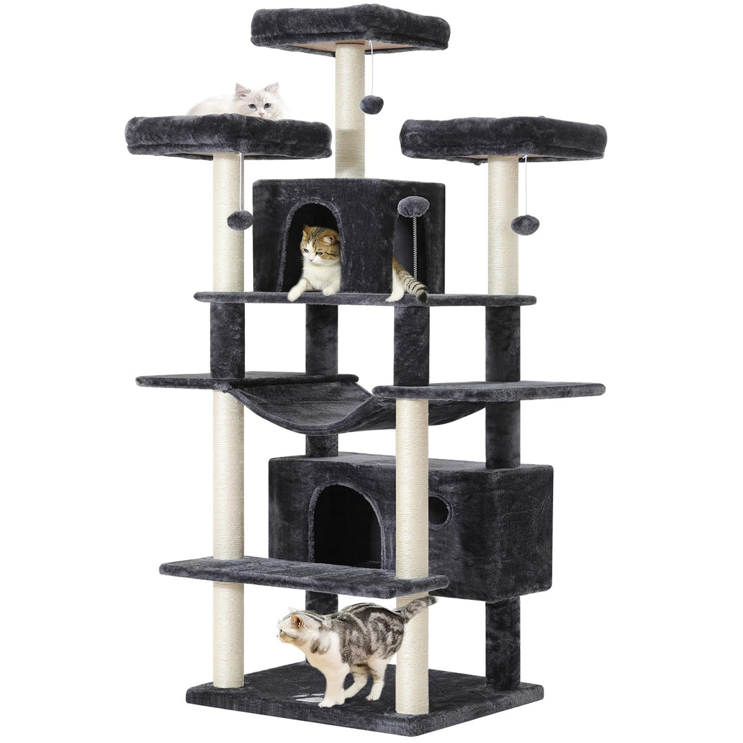 Katzenbaum XXL mit 3 Plattformen, 2 Höhlen und Sisalsäulen für grosse Katzen